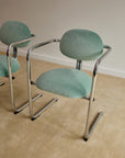 Aqua Velvet Postmodern Cantilever Armchairs (Sold Individually)