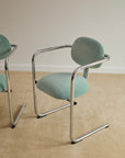 Aqua Velvet Postmodern Cantilever Armchairs (Sold Individually)
