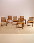 Vintage Italian Cane Dining Chairs set of x6