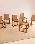 Vintage Italian Cane Dining Chairs set of x6