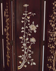Vintage Chinoiserie Mahogany Room Divider Screen with Mother-of-Pearl Inlay