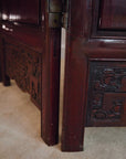 Vintage Chinoiserie Mahogany Room Divider Screen with Mother-of-Pearl Inlay