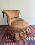 Pink Chinoiserie and Blue Tassle Slipper Chair