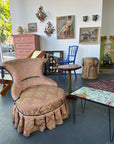 Pink Chinoiserie and Blue Tassle Slipper Chair