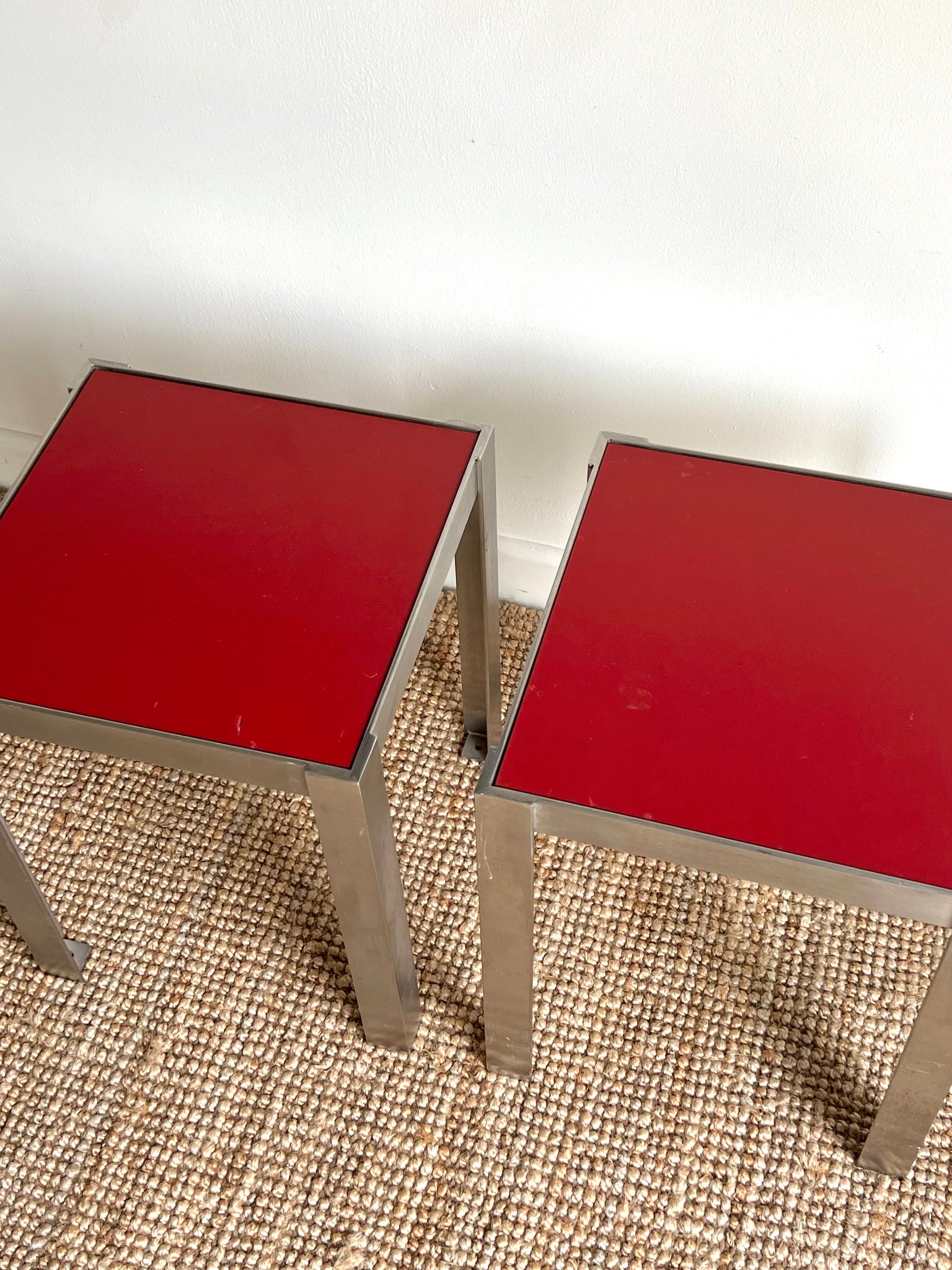 Formica and Brushed Steel Side Tables