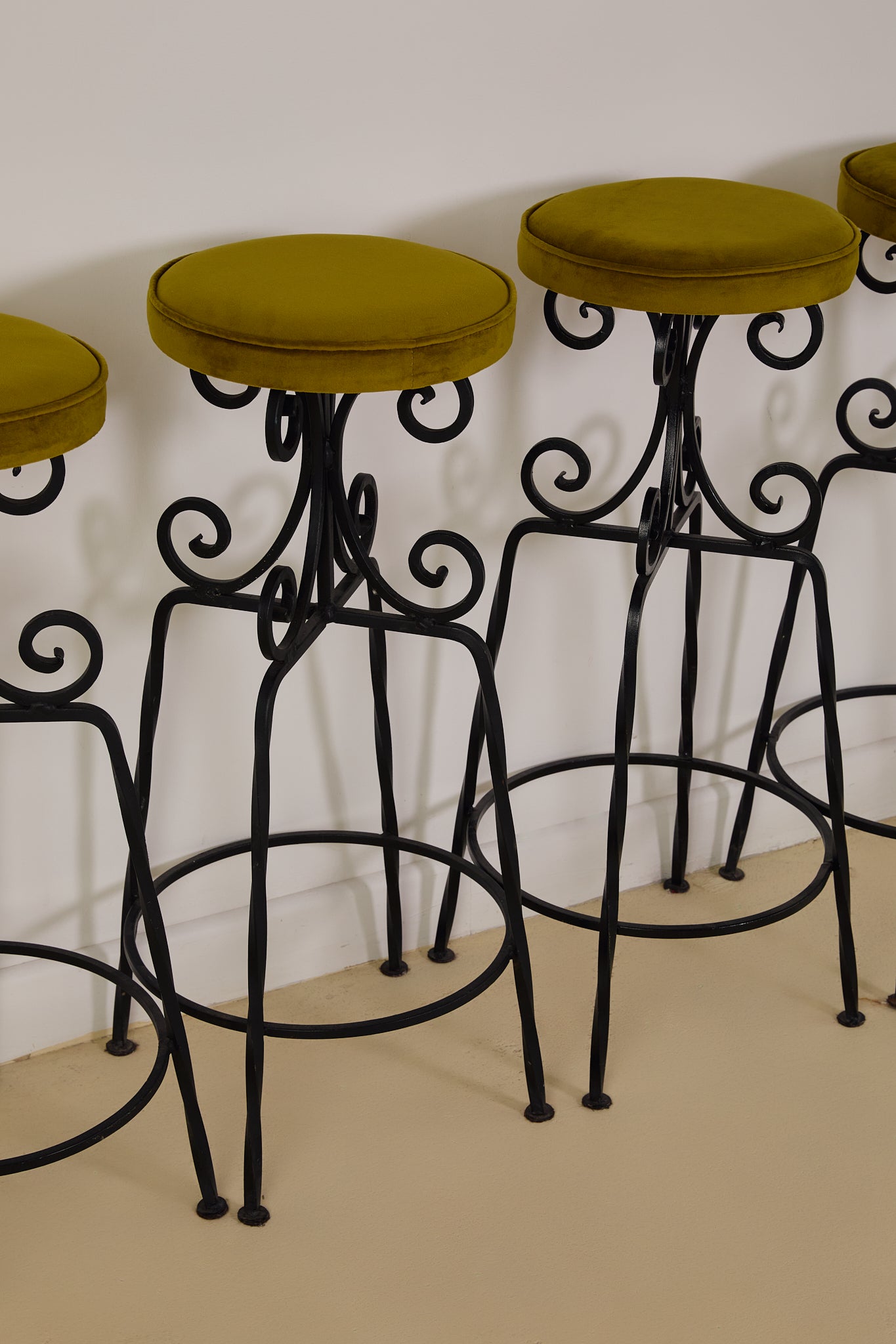 Set of x4 French Art Deco Forged Bar Stools