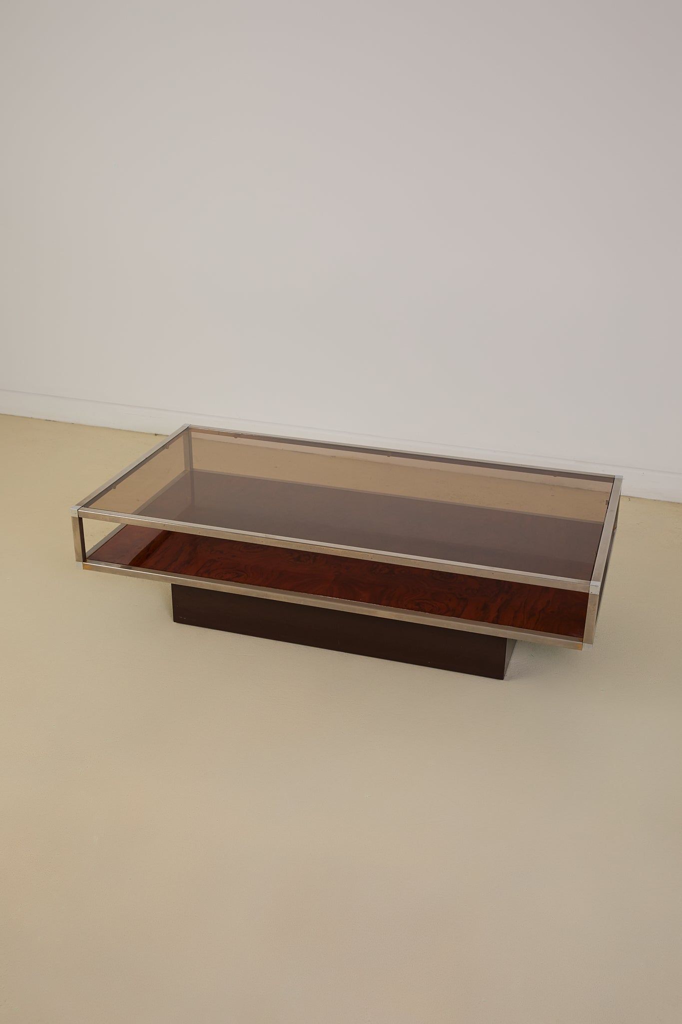Burl and Chrome Coffee Table