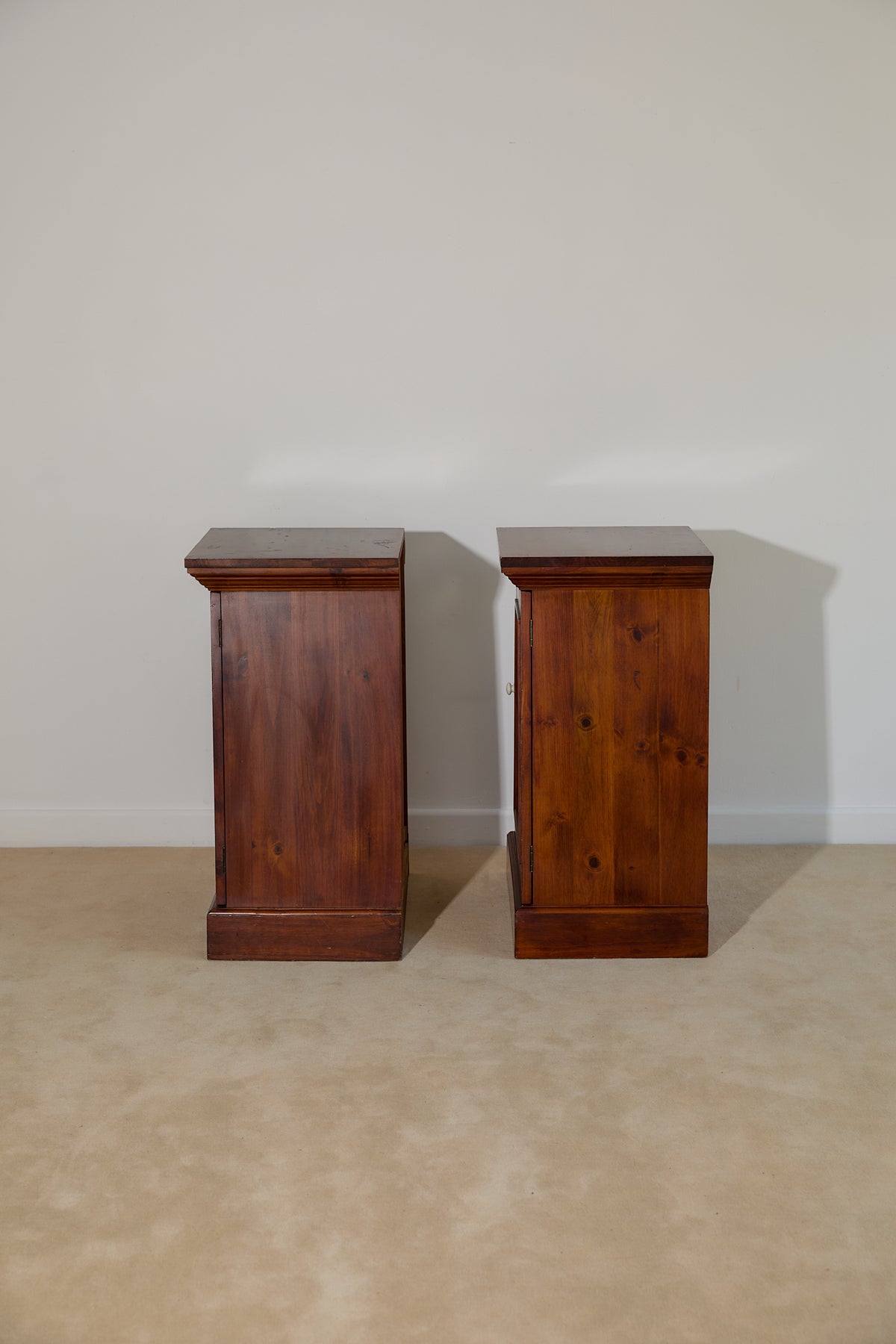 Pair of Vintage Tapered Wooden Pedestal Bedside Tables