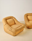 Pair of Yellow Italian Low Lounge Chairs in The Manner of De Pas, D’Urbino & Lomazzi 1970