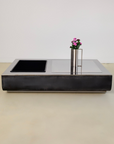 Low 1970s Mirror Top Coffee Table With Bar