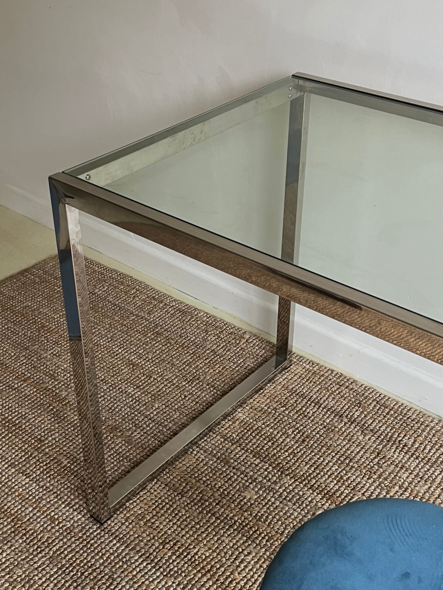 Chrome Metal and Glass Top Desk