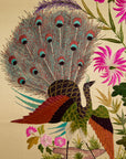 Vintage Large Framed Chinese Silk Embroidery Panel – Peacock & Peony Floral Border