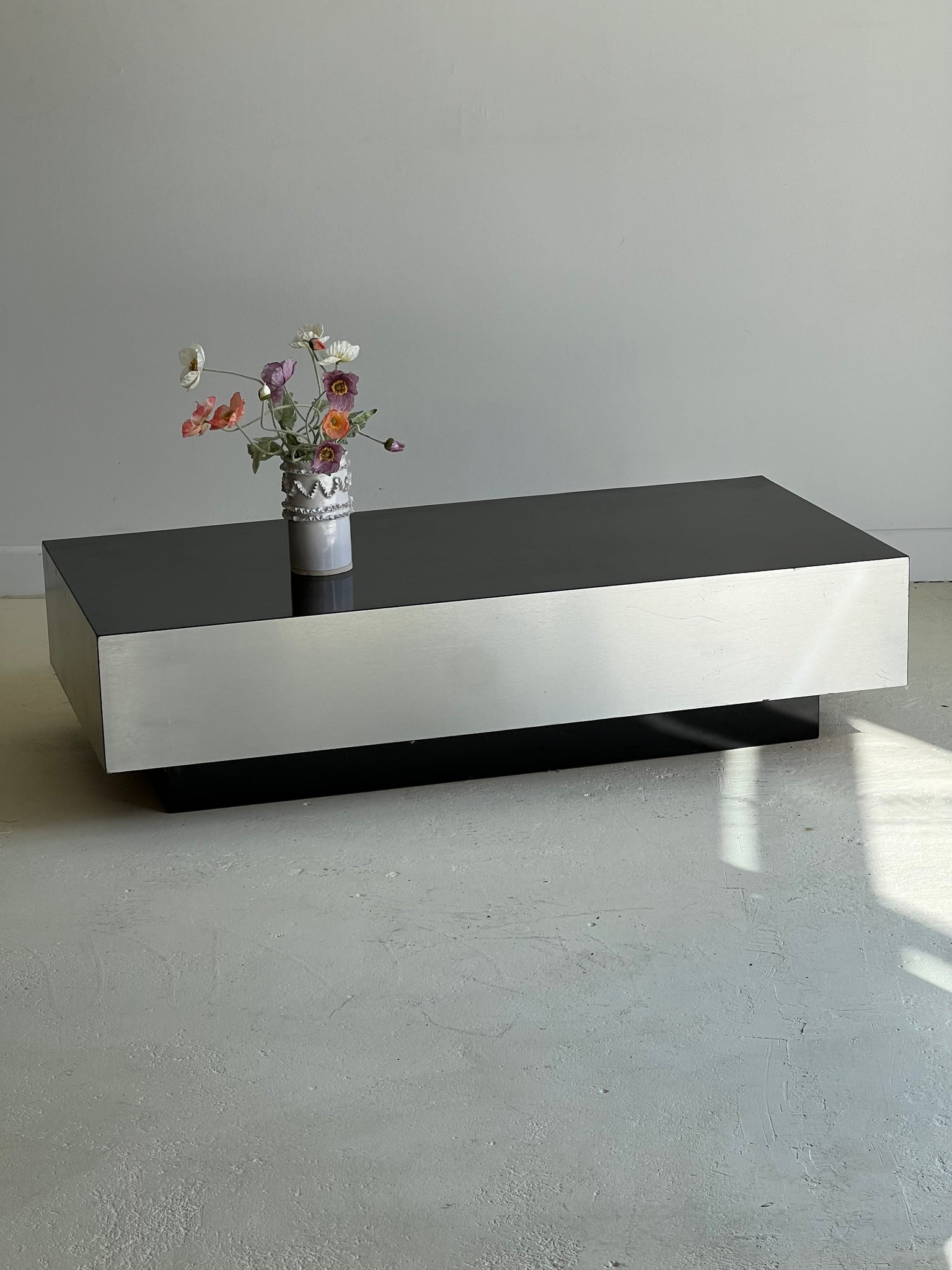 Silver And Black Willy Rizzo Style Coffee Table