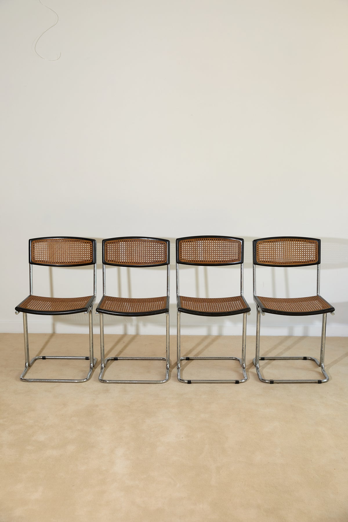 Mid-Century Modern Cesca-Style Cantilever Dining Chairs – Set of 4
