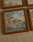 Vintage Japanese Hand-Embroidered Silk Landscape Art – Framed Set of 6