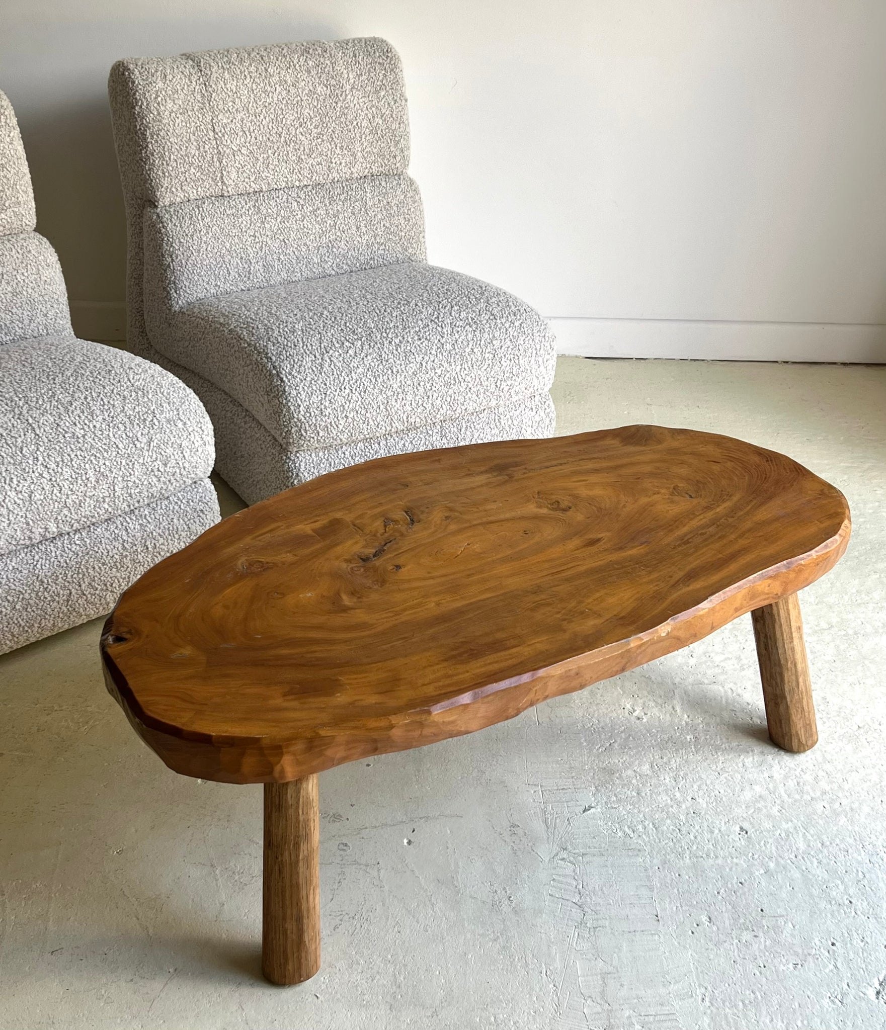 Solid Elm French Brutalist Coffee Table