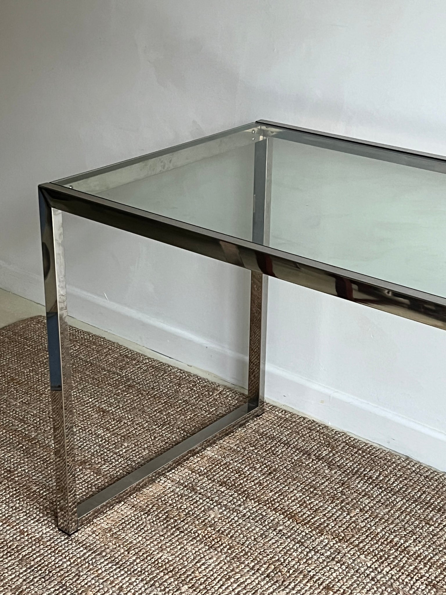 Chrome Metal and Glass Top Desk