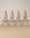 White Leather Geometric Dining Chairs By Rach Finazzi Set of x4