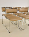 Set of x6 Willy Rizzo Chrome Dining Chairs With Prada Fabric