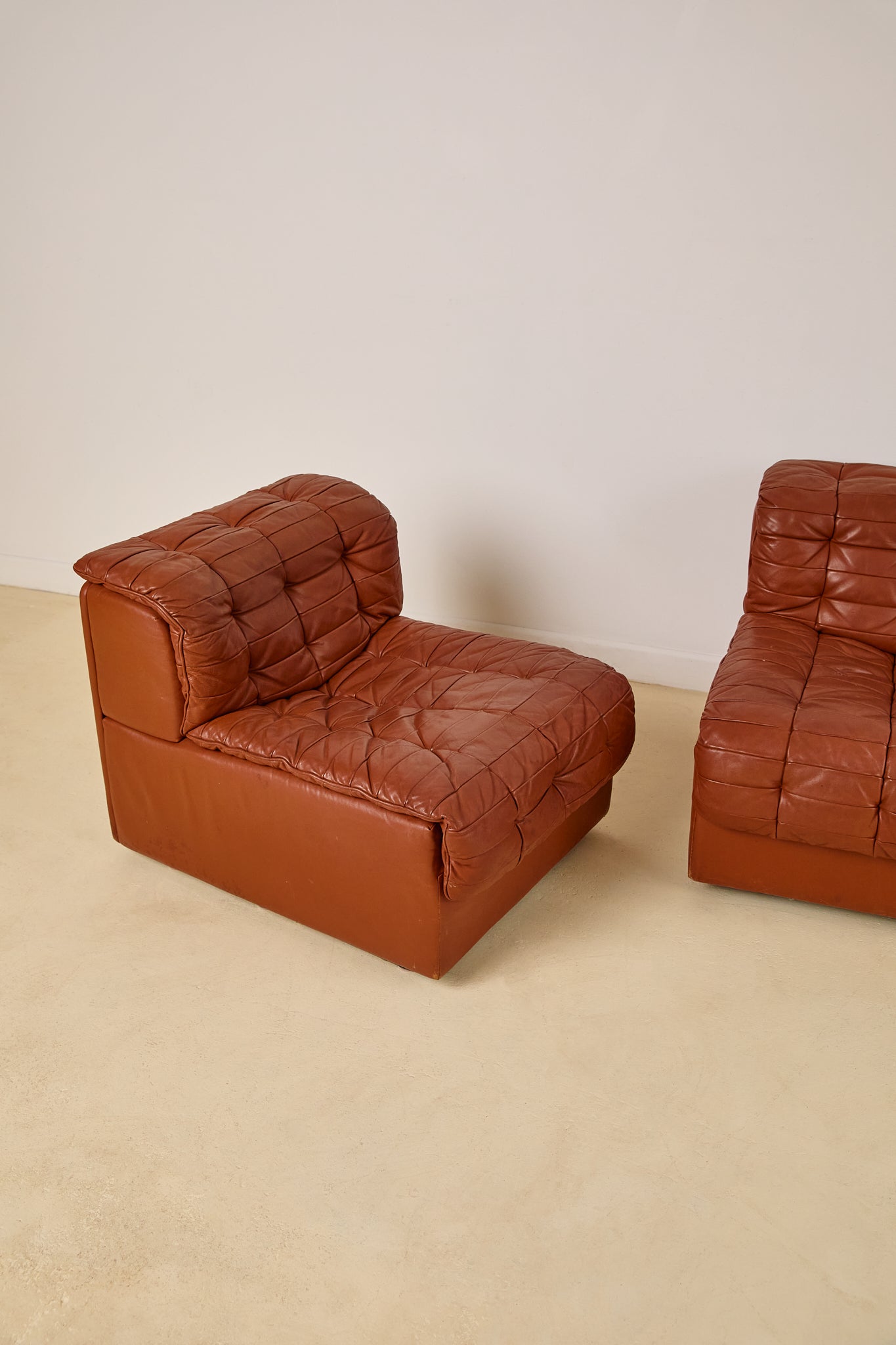 Patchwork Leather Lounge Chairs by DeSede 1970s