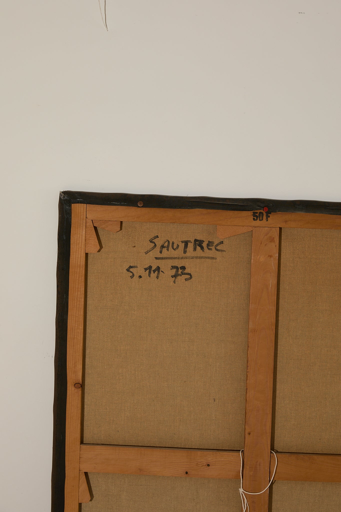 Mid-Century Modern Abstract Mixed-Media Painting by Sautrec, 1973