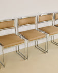 Set of x6 Willy Rizzo Chrome Dining Chairs With Prada Fabric