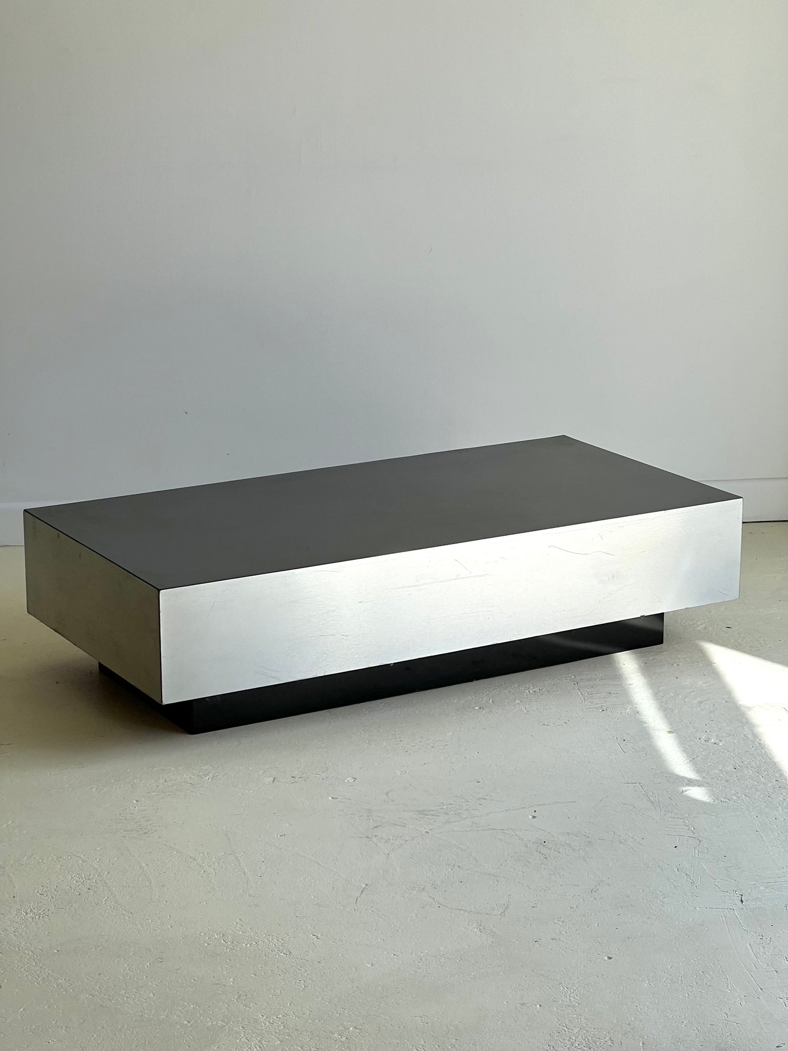Silver And Black Willy Rizzo Style Coffee Table