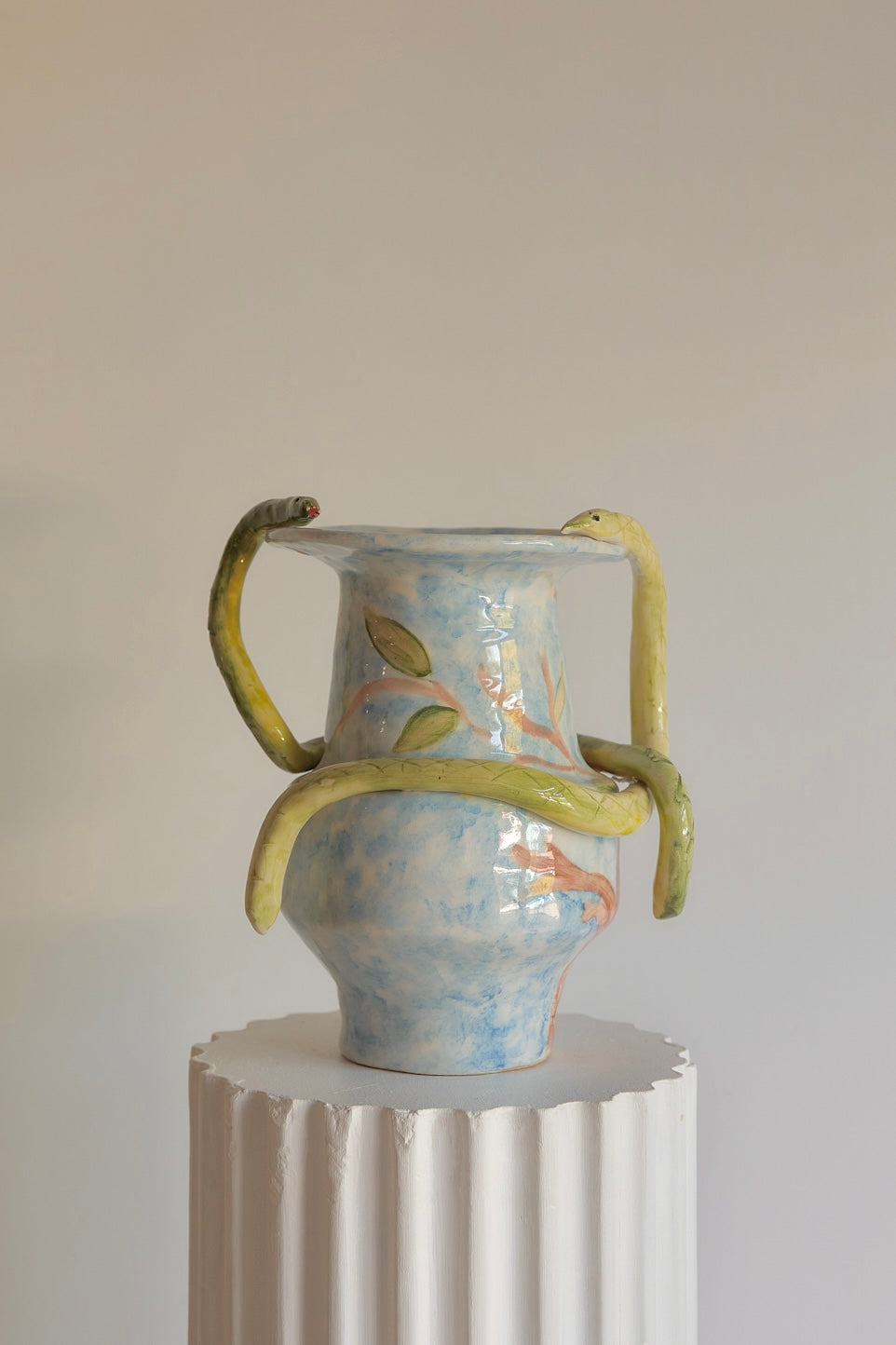 Handcrafted Ceramic Snake Amphora Vase