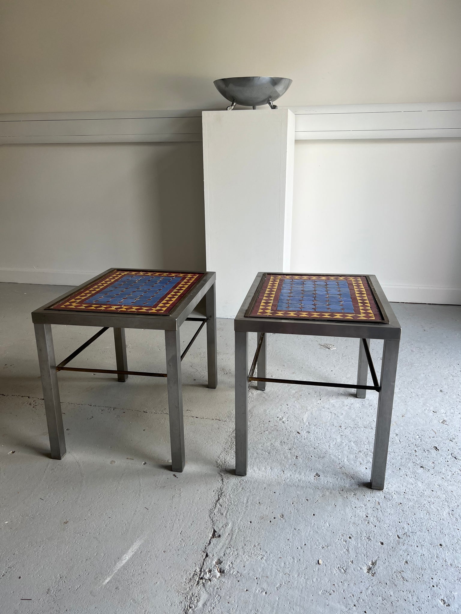 Pair of Mosaic Top Side Tables