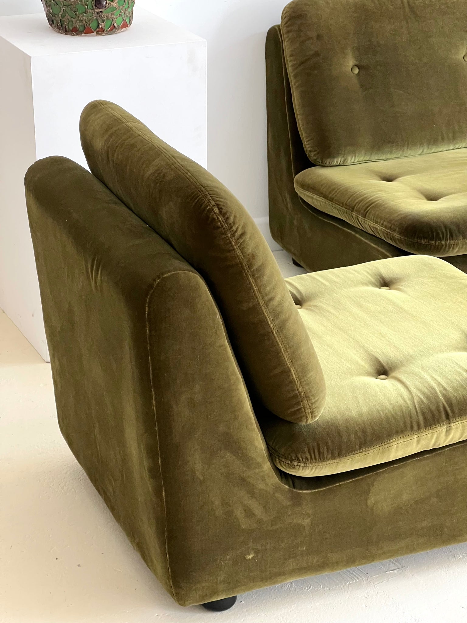 Green Velvet Modular Sofa
