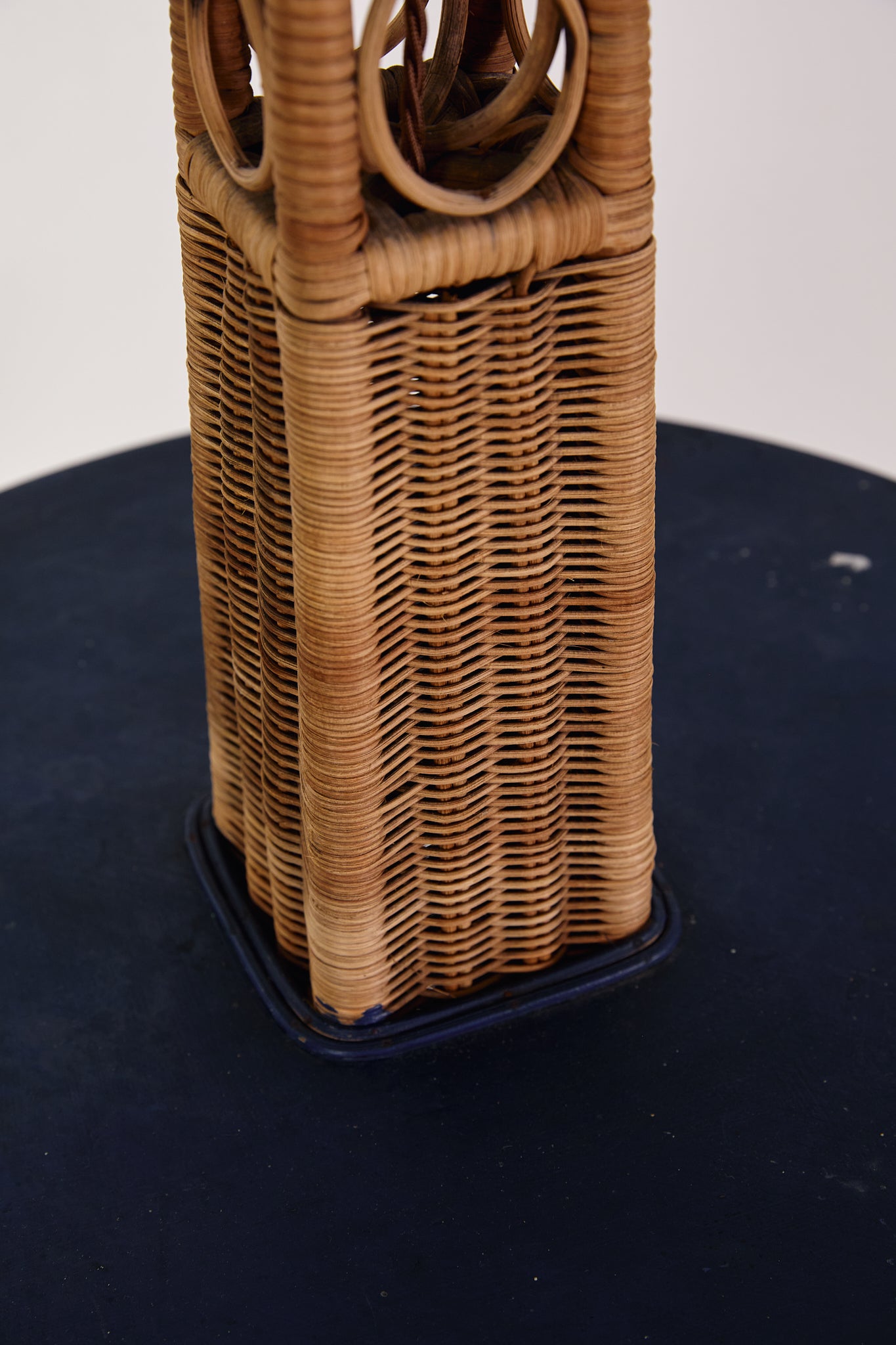 French Wicker Eiffel Tower Floor Lamp With Table