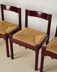 Set of x6 Carimate Dining Chairs Burgundy