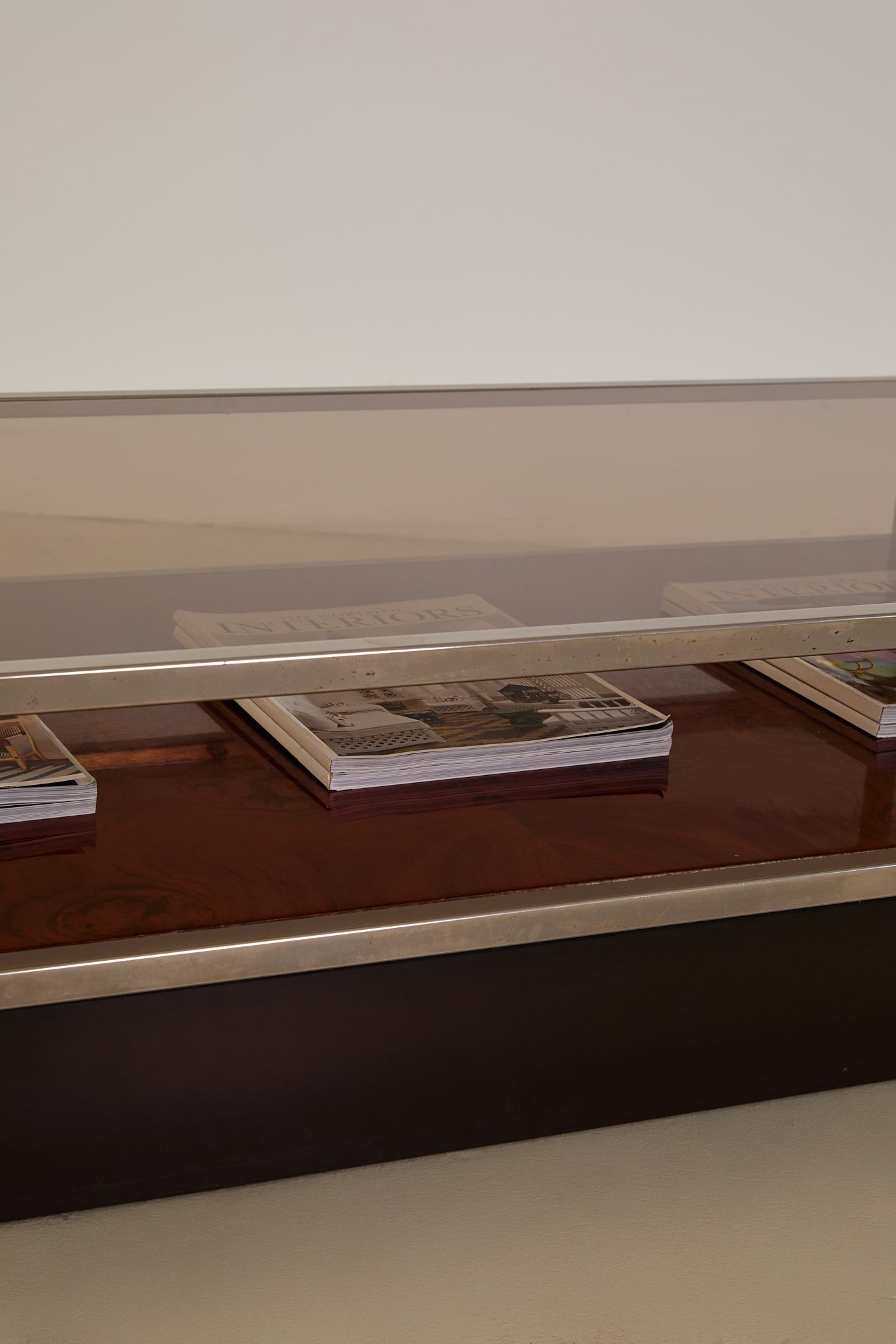Burl and Chrome Coffee Table