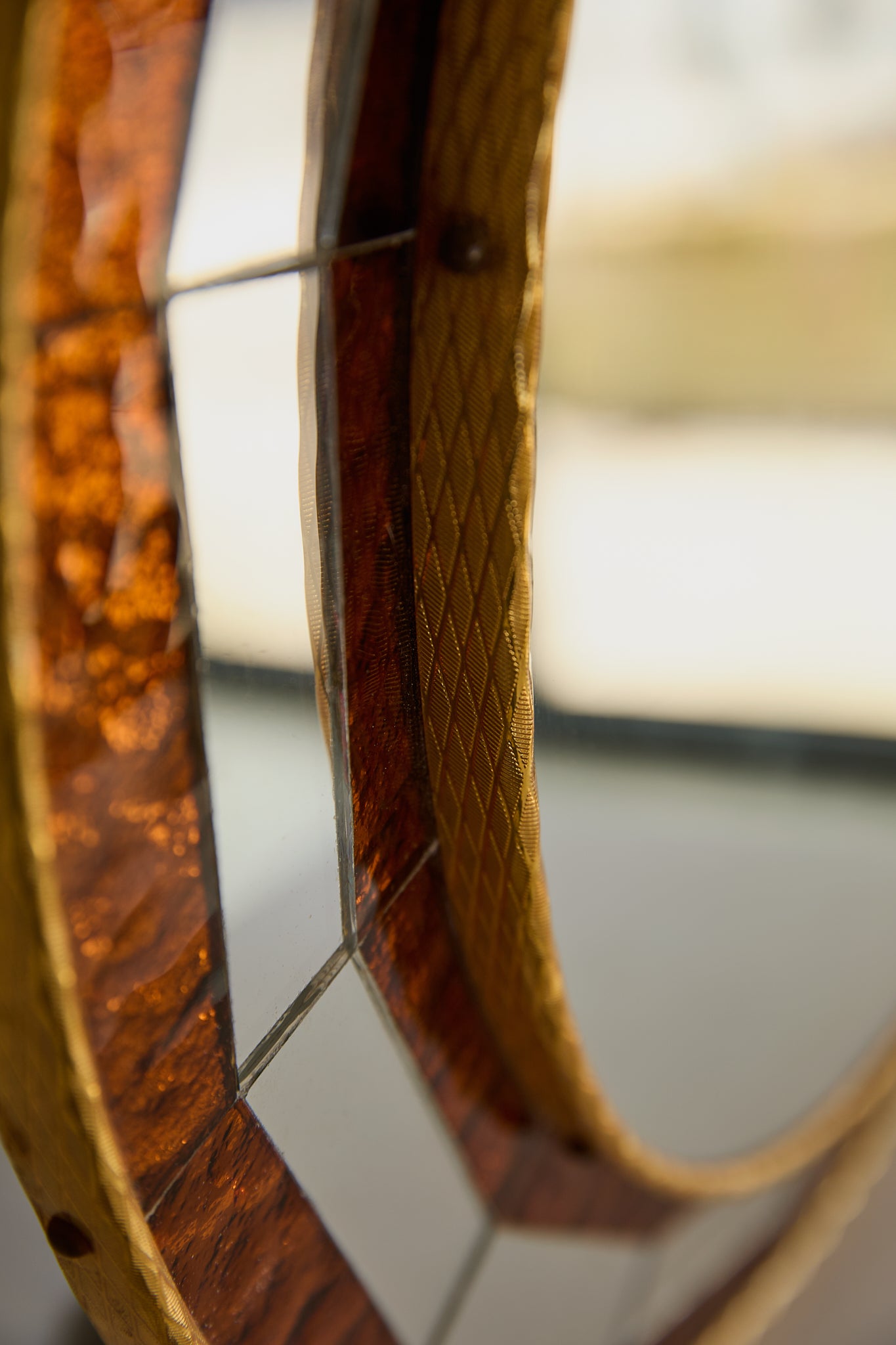 Italian Mirror With Orange Glass Mosaic Frame