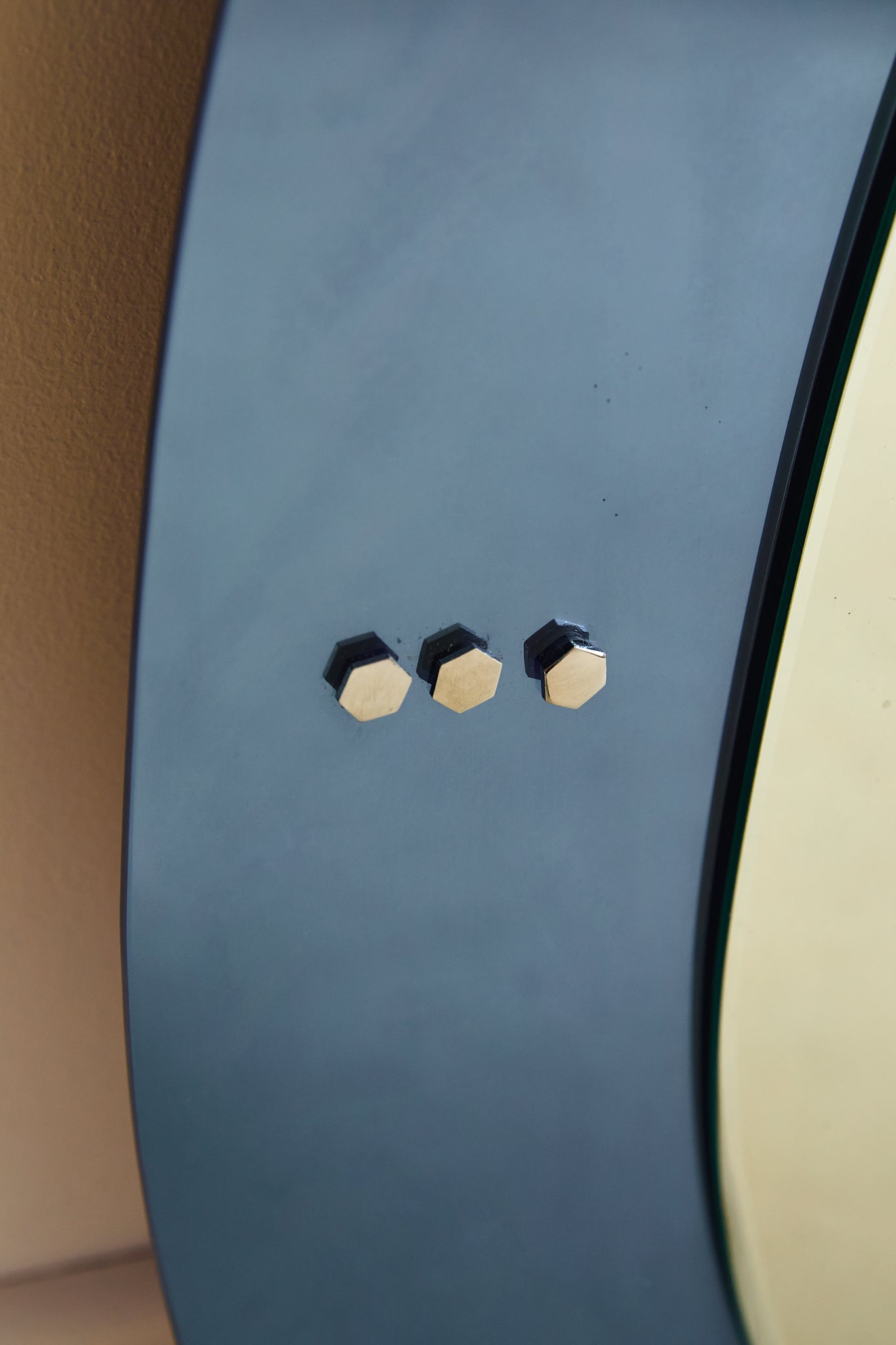 Pair of Round Blue Glass Italian Mirrors