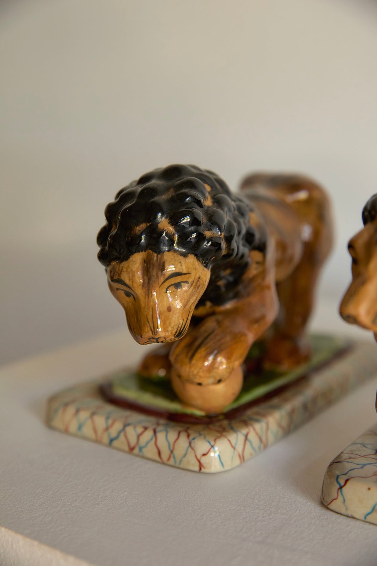 A Magnificent Pair of Vintage Medici-Style Pottery Lions