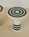Italian Pair of Green and White Ceramic Side Tables