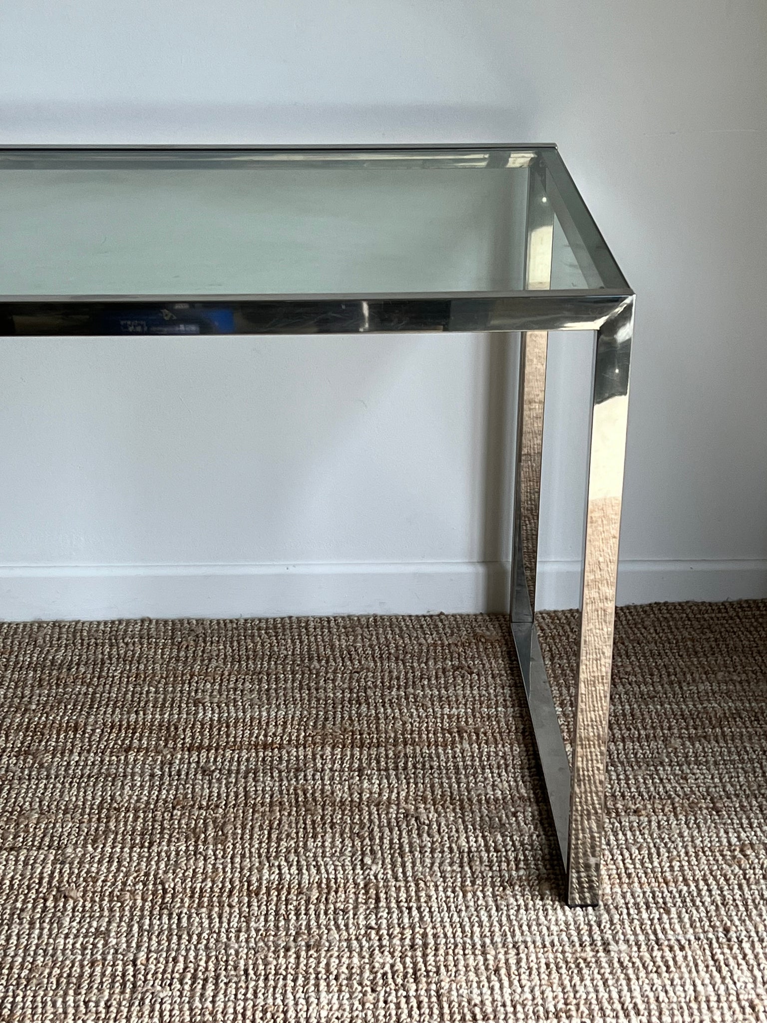 Chrome Metal and Glass Top Desk