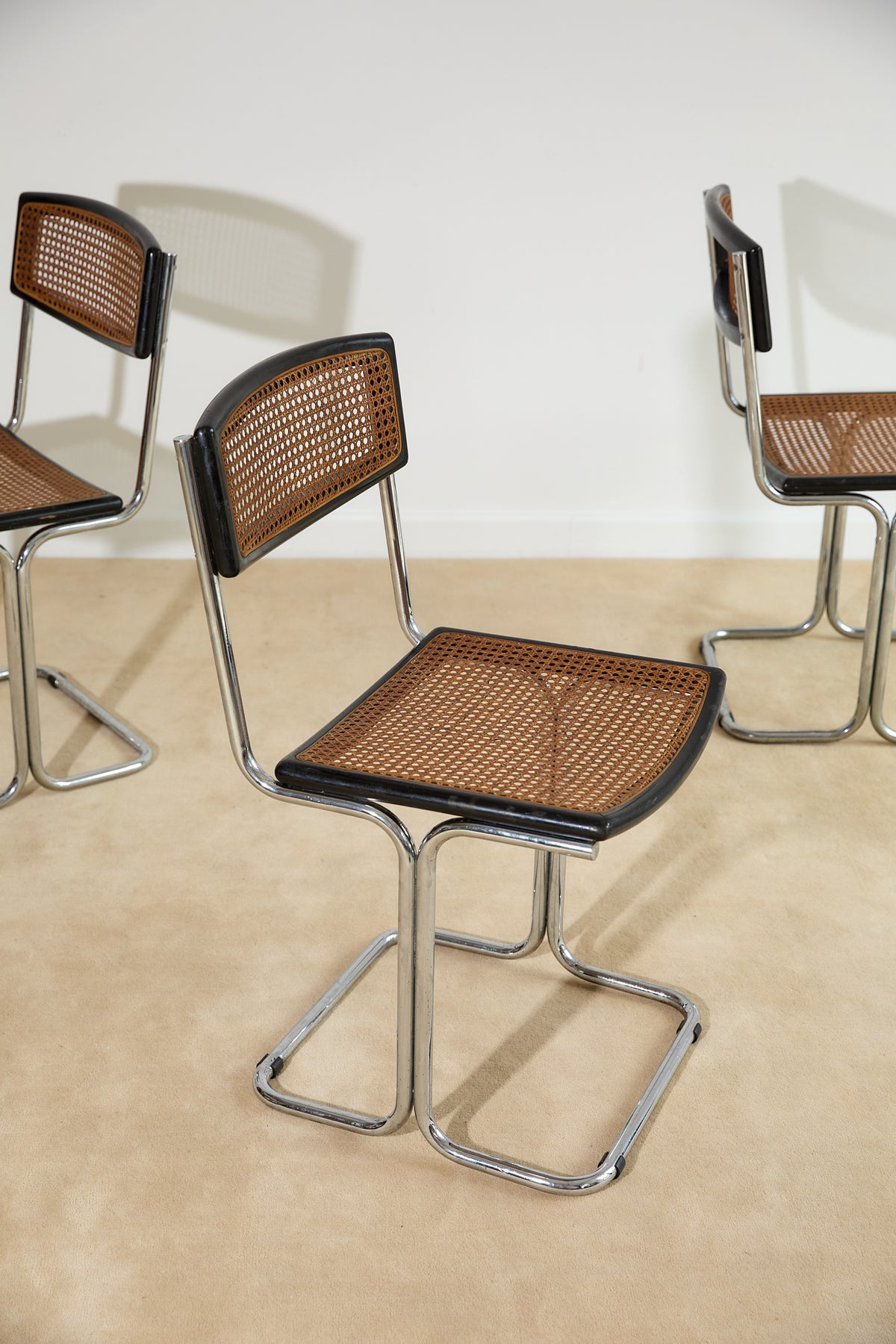 Mid-Century Modern Cesca-Style Cantilever Dining Chairs – Set of 4