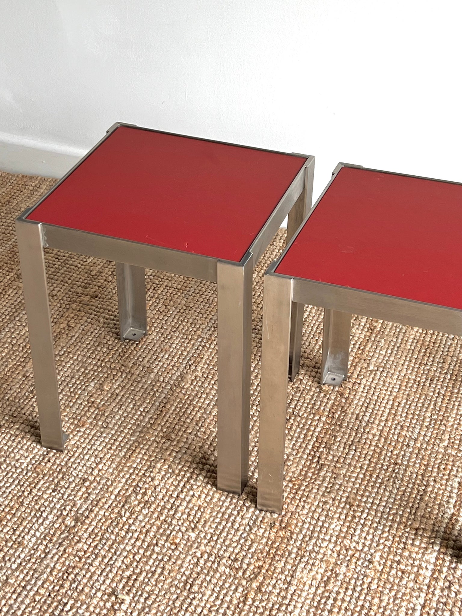 Formica and Brushed Steel Side Tables