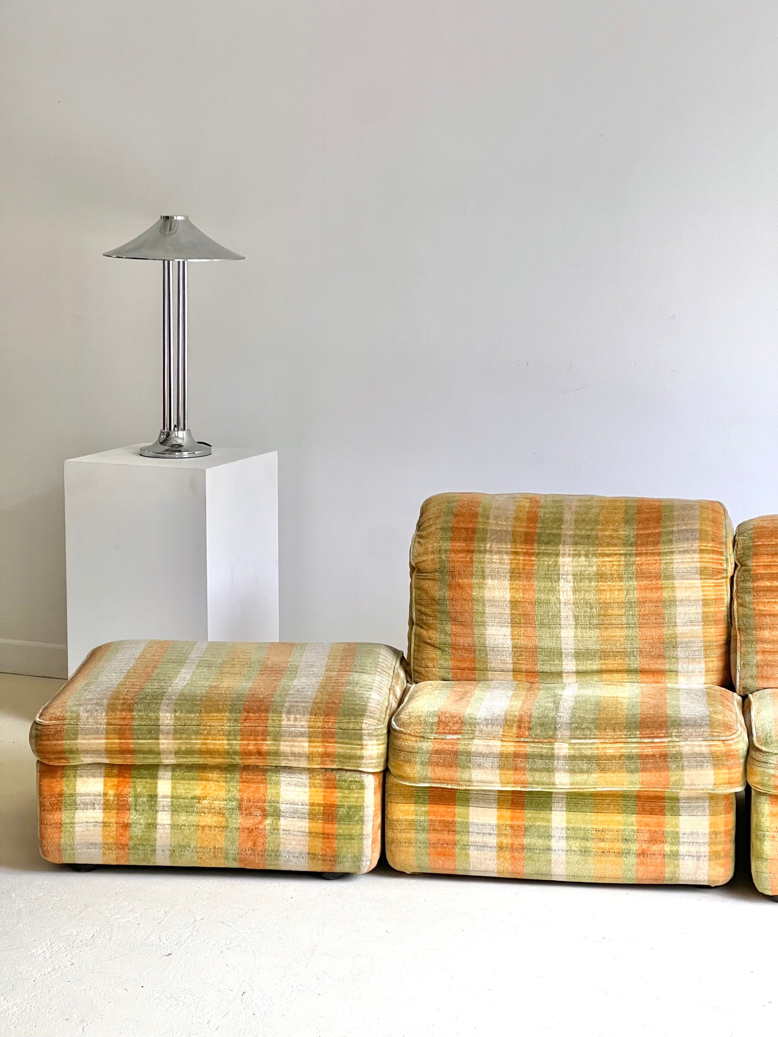 Orange and Green Stripe Corner Sofa