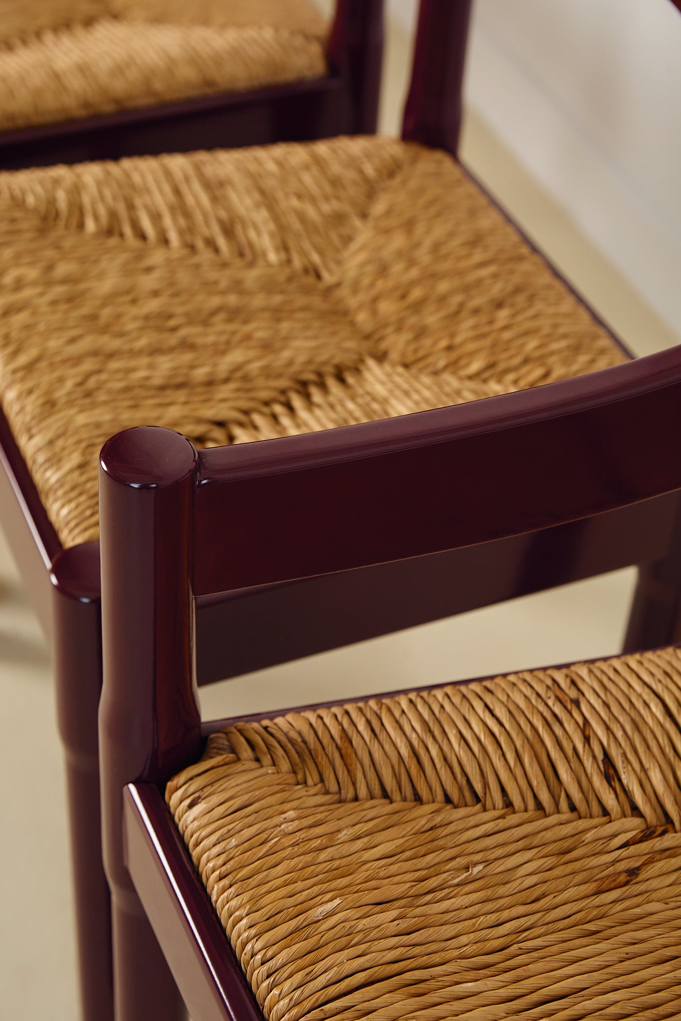 Set of x6 Carimate Dining Chairs Burgundy