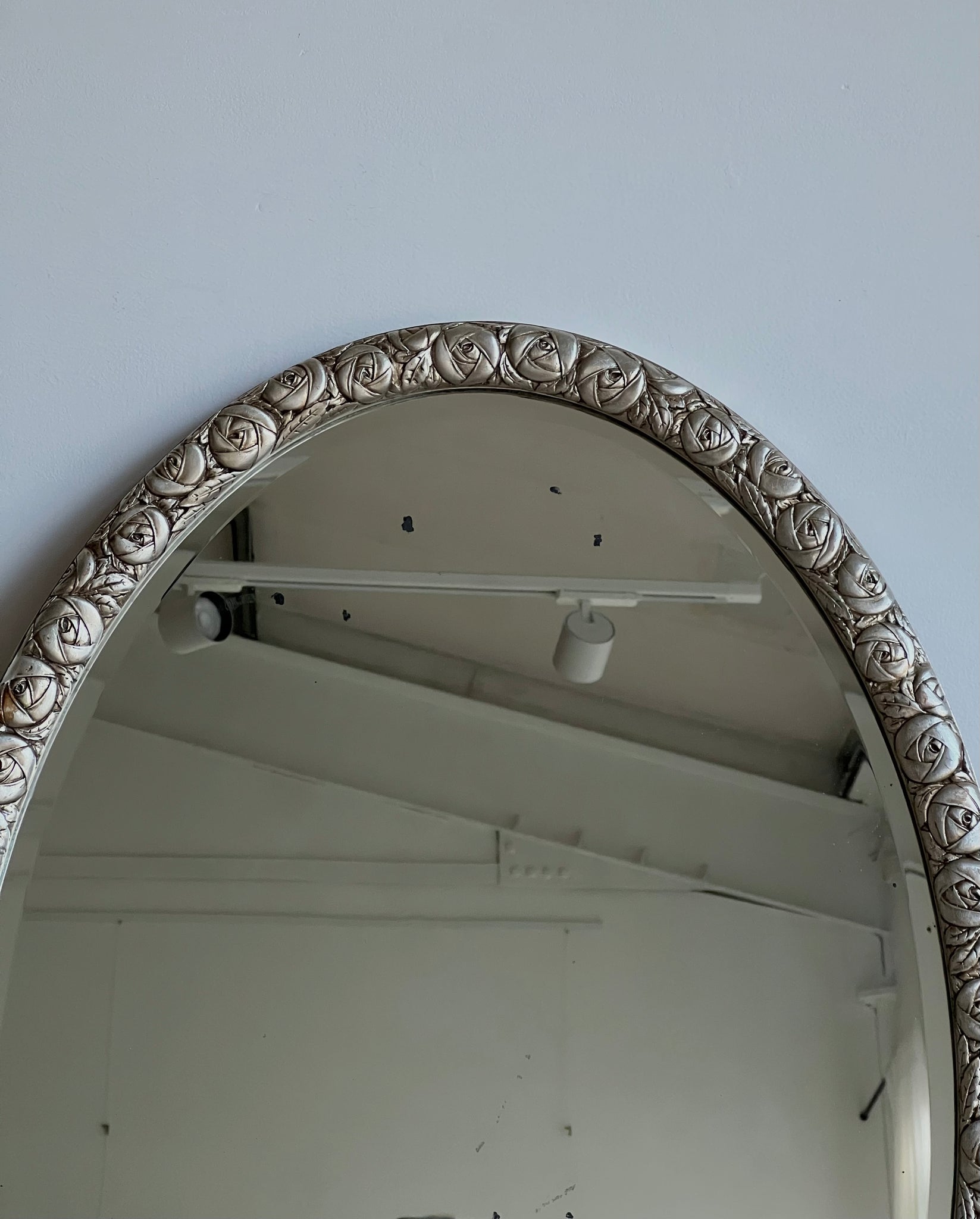 Large Silver Roses Mirror