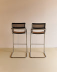 Pair of Cane and Chrome Bar Stools