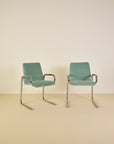 Chrome and Aqua Velvet Desk Chair (Sold Individually)