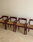 Set of x4 Carimate Carver Chairs in Burgundy