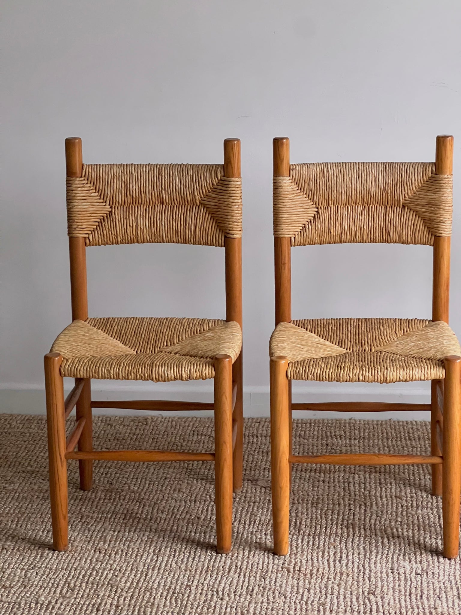 Set of x4 Vintage Rush Chairs In the Style of Charlotte Perriand