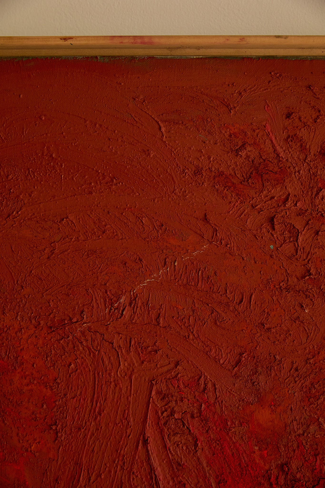 Vintage Mid-Century Abstract Expressionist Monochrome Red Canvas (c. 1960s–1970s)