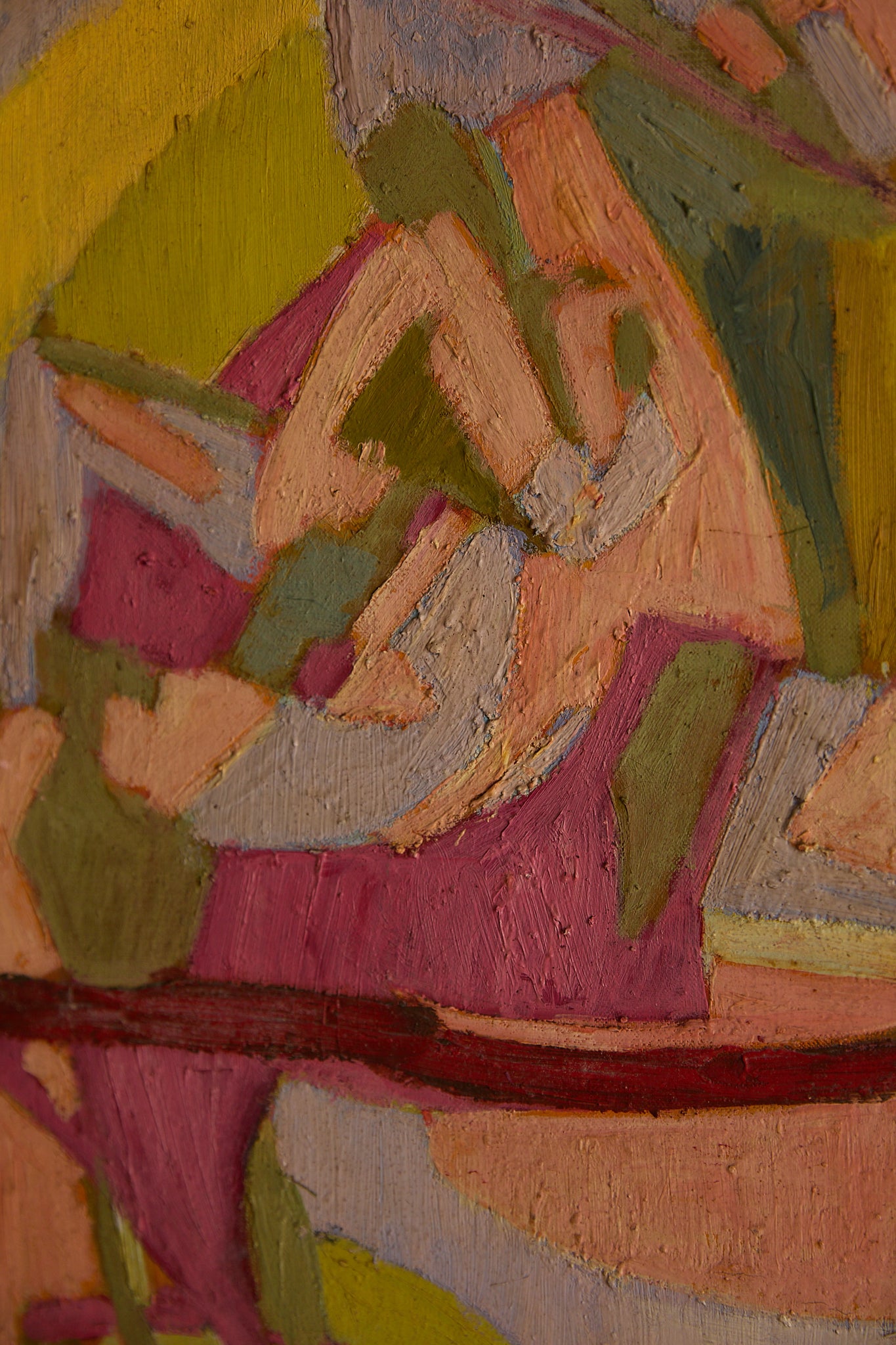 Mid-Century Abstract Expressionist Oil Painting – École de Paris, 1956