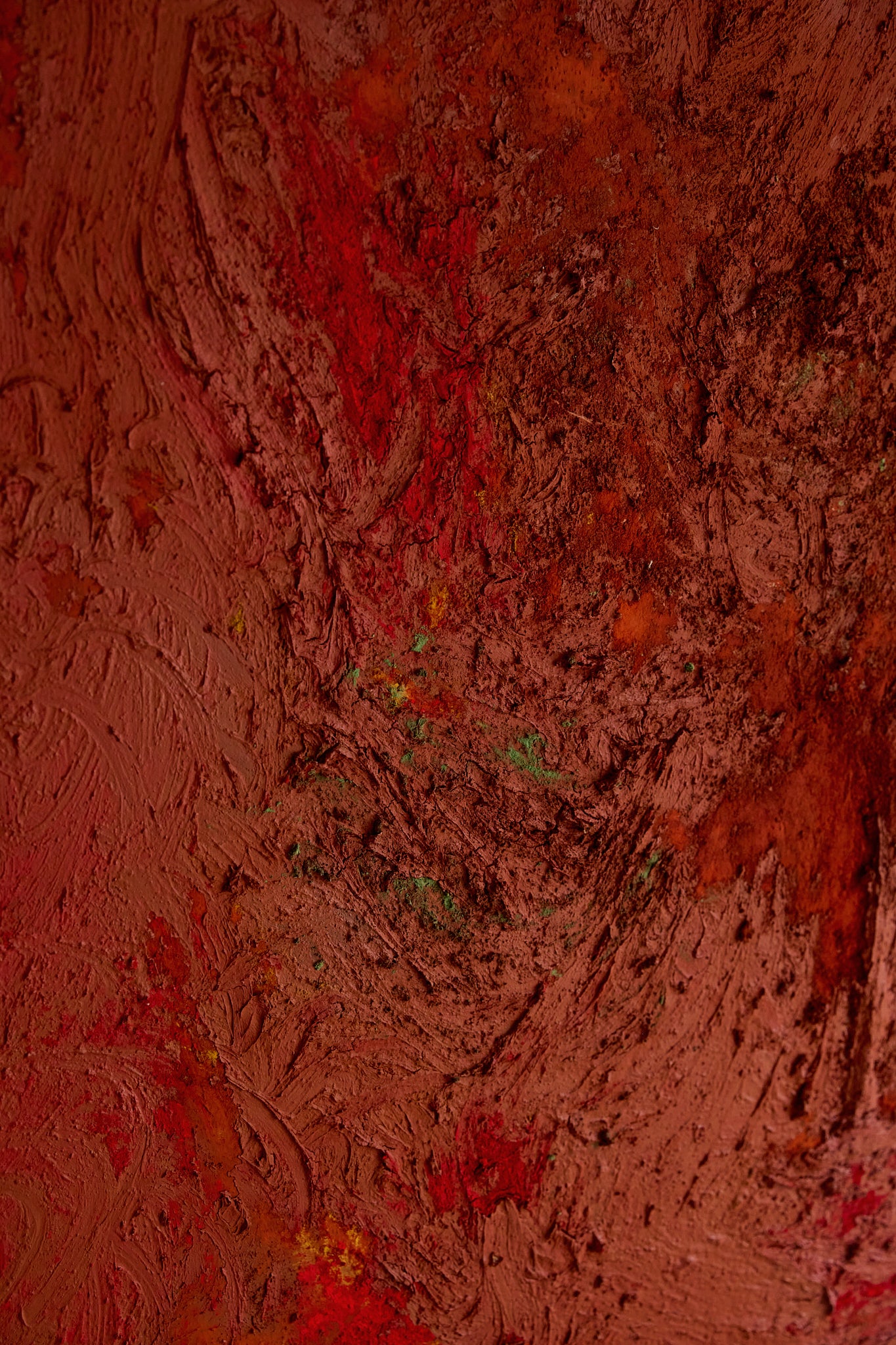 Vintage Mid-Century Abstract Expressionist Monochrome Red Canvas (c. 1960s–1970s)